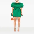 alice + olivia satin-finish puff-sleeved dress - Green