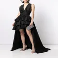 Elie Saab pleated plunge-neck silk dress - Black
