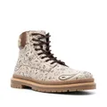 Philipp Plein paisley-print leather ankle boots - Neutrals
