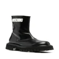 Moschino embossed-logo zipped leather boots - Black