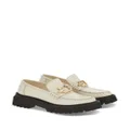 Ferragamo Gancini-plaque leather loafers - White