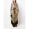 Roberto Cavalli leopard-print fringe dress - Neutrals