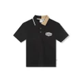 BOSS Kidswear logo-patch cotton polo shirt - Black