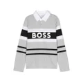 BOSS Kidswear striped logo-print polo shirt - Grey