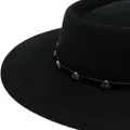 Philipp Plein stud-embellished wool boater hat - Black