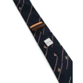 Paul Smith embroidered-design silk tie - Blue