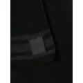 BOSS logo-patch ribbed-knit beanie - Black
