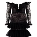 Giambattista Valli tiered off-the-shoulder lace dress - Black