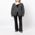 Alessandra Rich bear-intarsia knitted cardigan - Grey
