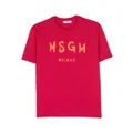MSGM Kids logo-print cotton T-shirt - Pink