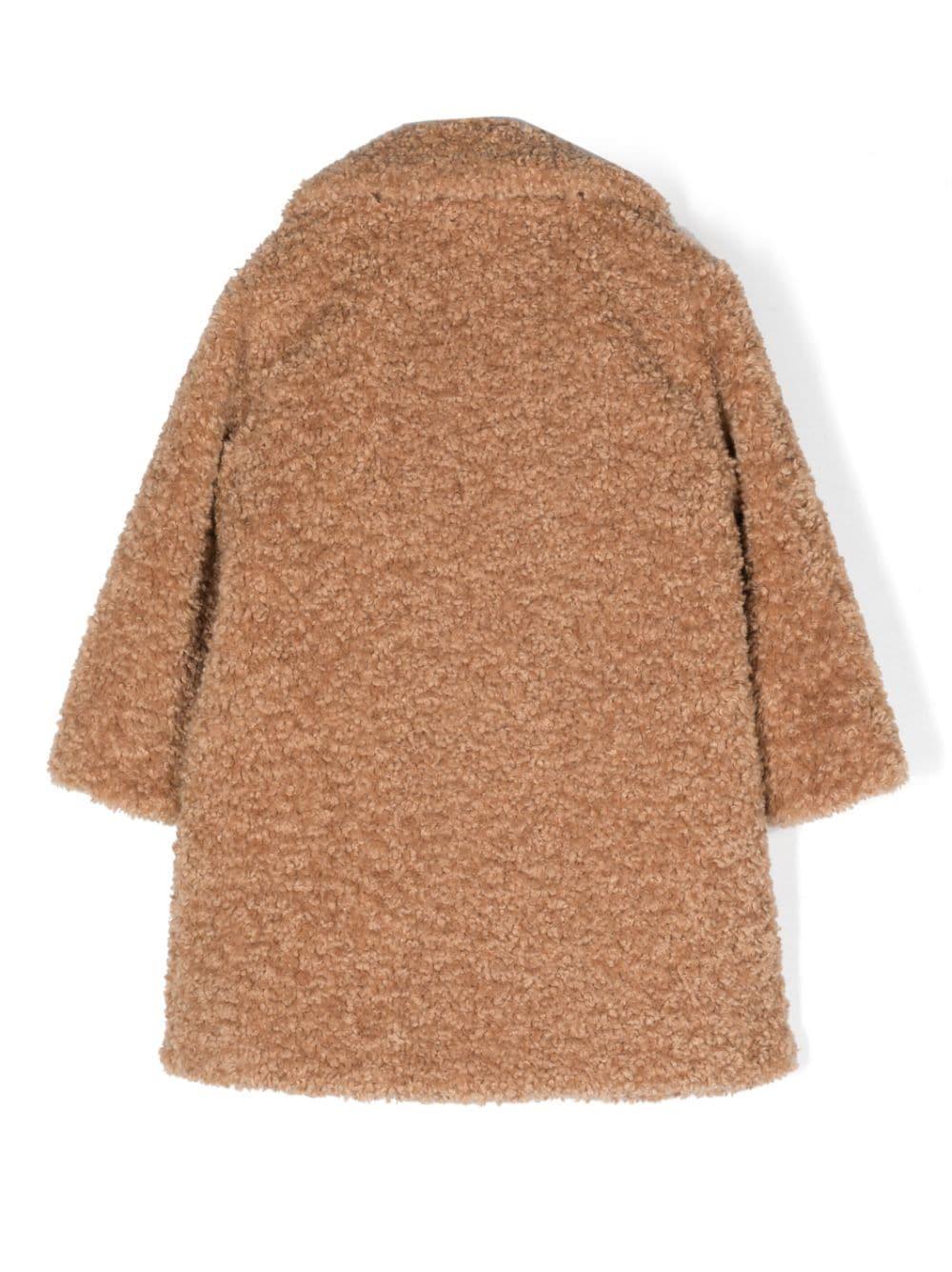 Monnalisa teddy single-breasted coat - Brown