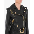 Moschino zip-up leather Biker jacket - Black