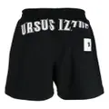 izzue logo-print track shorts - Black