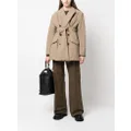 sacai double-breasted padded trench coat - Neutrals