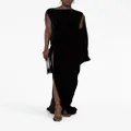 Rick Owens gathered asymmetric velvet gown - Black