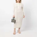 Cynthia Rowley Henley knitted long-sleeve dress - White