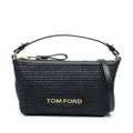 TOM FORD logo-lettering straw mini bag - Black