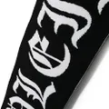 Philipp Plein Gothic Plein intarsia knit-logo scarf - Black
