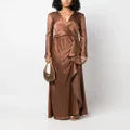 Alberta Ferretti draped wrap-effect satin maxi dress - Brown