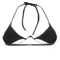 Mugler logo-plaque halterneck bikini top - Black