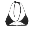 Mugler logo-plaque halterneck bikini top - Black