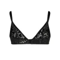 Versace Allover logo mesh triangle bra - Black