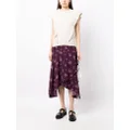 b+ab asymmetric floral-print midi skirt - Purple