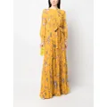 ERDEM floral-print pleated maxi dress - Yellow