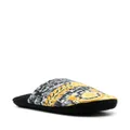 Versace Baroccodile-print cotton slippers - Black