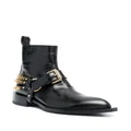 Moschino logo-lettering leather boots - Black