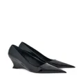 Ferragamo 70mm wedge-heel leather pumps - Black