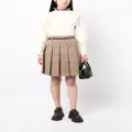 b+ab Prince of Wales-check belted pleated skirt - Brown