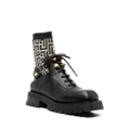 Balmain PB-monogram sock-ankle leather boots - Black