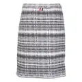Thom Browne tartan bouclé straight skirt - Grey
