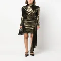 Blumarine draped metallic long-sleeve dress - Gold