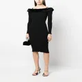 Blumarine off-shoulder ribbed midi dress - Black
