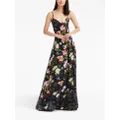 Oscar de la Renta Unfinished Floral cotton poplin maxi dress - Black