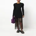 GANNI fringed ribbed-knit minidress - Black