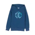 Roberto Cavalli Junior embroidered-logo long-sleeve hoodie - Blue