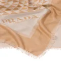 Prada logo-jacquard frayed scarf - Neutrals