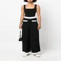 Karl Lagerfeld contrasting-trim wide-leg knit pants - Black