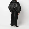 Saint Laurent logo-debossed oversized leather jacket - Black
