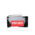 Kenzo Iconic logo-print metallic-leather clutch bag - Silver