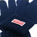 Kenzo logo-patch knitted gloves - Blue