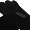 Versace logo-patch wool gloves - Black