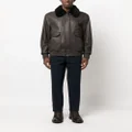 Brioni detachable-collar leather jacket - Brown