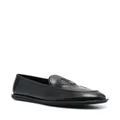 Giorgio Armani logo-embroidered leather loafers - Black