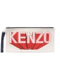 Kenzo logo-print canvas clutch bag - Neutrals