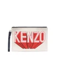 Kenzo logo-print canvas clutch bag - Neutrals