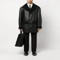 Philipp Plein shearling-lining leather coat - Black